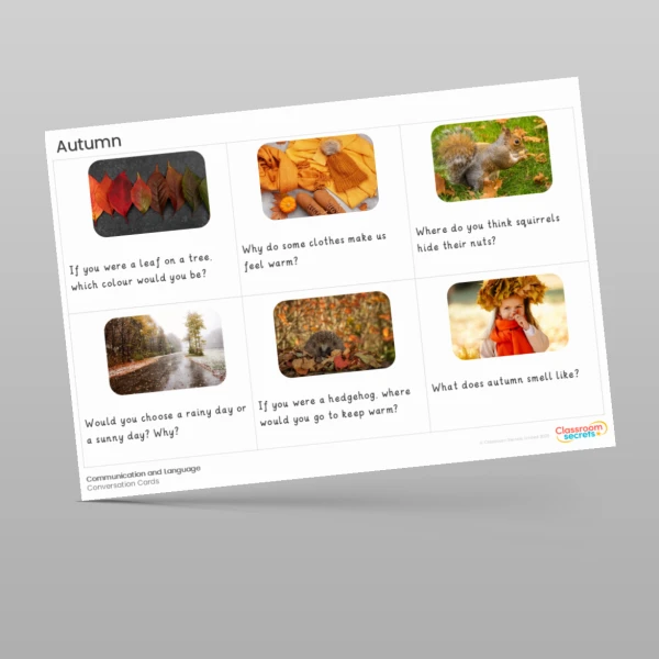 An image of the Autumn Conversation Cards Resource