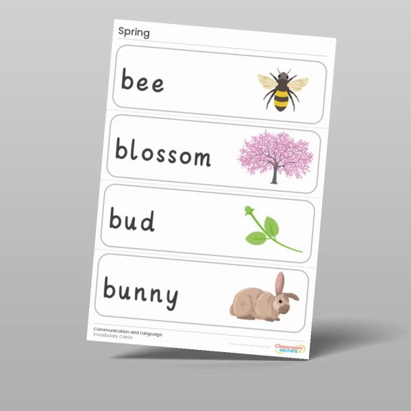 An image of the Spring Vocabulary Cards Resource