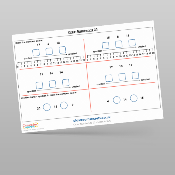 Order Numbers Yearone Year 1 Order Numbers Main Activity Resource | Classroom Secrets