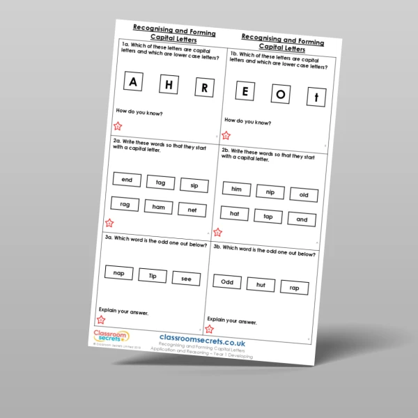 An image of the Free Recognising and Forming Capital Letters Application and Reasoning Resource