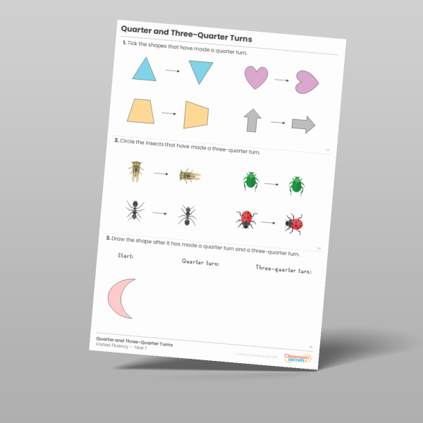 Year 1 Quarter And Three Quarter Turns Varied Fluency Resource ...