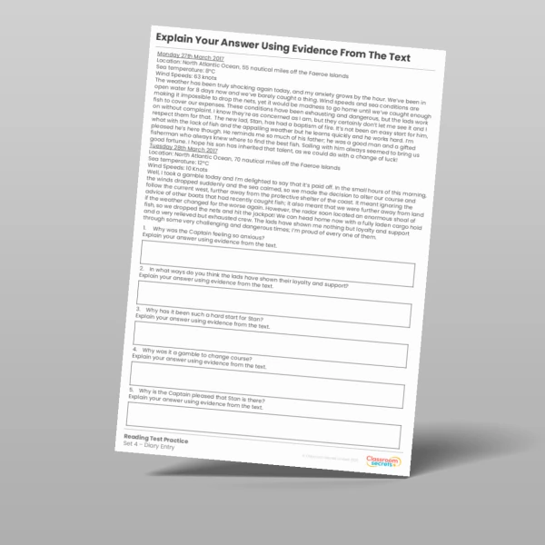 An image of the Explain Your Answer using Evidence from the Text Reading Test Practice Resource