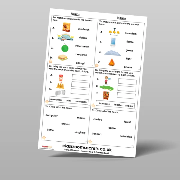 An image of the Free Nouns Varied Fluency Resource