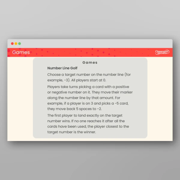 An image of the Negative Numbers on a Number Line Tutor PPT Resource