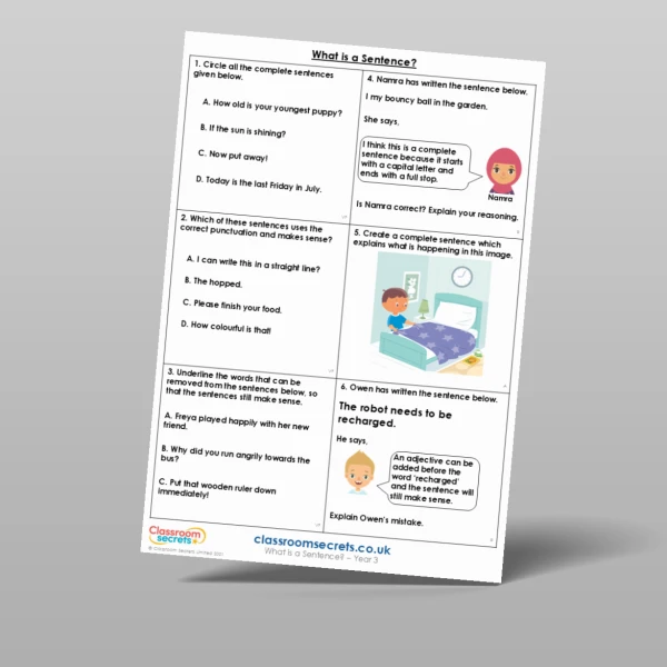 An image of the What is a Sentence? Mixed Activity Resource