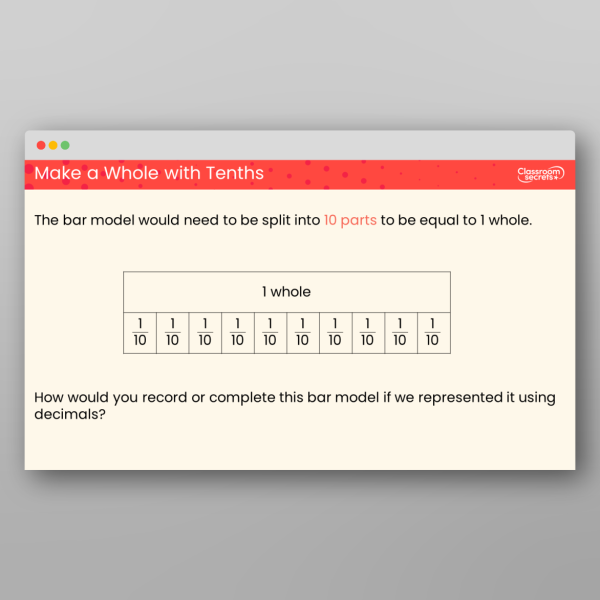 Year 4 Make A Whole With Tenths Teaching Ppt Resource | Classroom Secrets