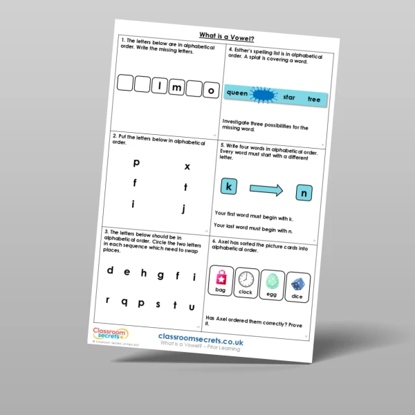 An image of the What is a Vowel? Prior Learning Resource