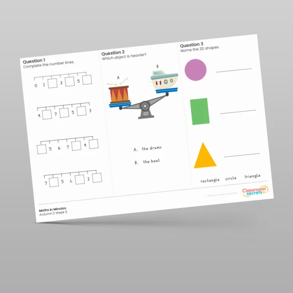 An image of the Autumn 2 Week 5 Maths in Minutes Resource