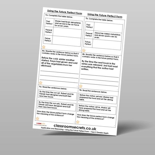 An image of the Using the Future Perfect Form Application and Reasoning Resource
