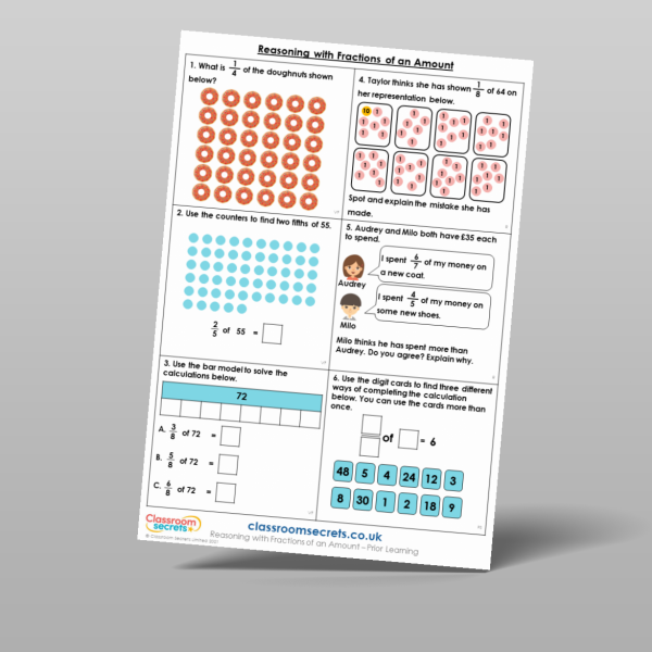 Year 3 Reasoning With Fractions Of An Amount Prior Learning Resource ...