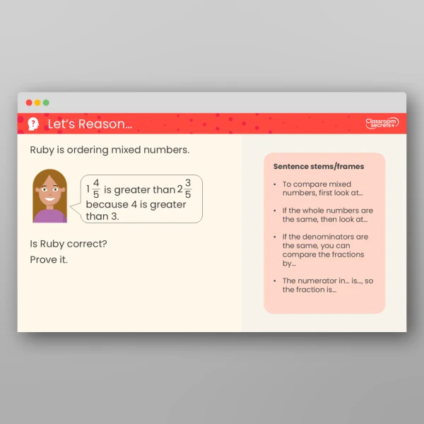 An image of the Compare and Order Mixed Numbers Teaching PPT Resource