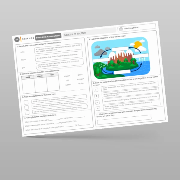 An image of the States of Matter Post-Unit Assessment Resource