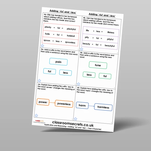An image of the Adding '-ful' and '-less' Application and Reasoning Resource