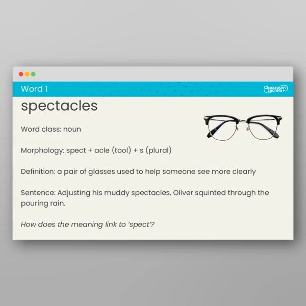 An image of the Summer 1 Week 4 Spelling - S62 Pack 1 - Latin roots: 'spect' Resource