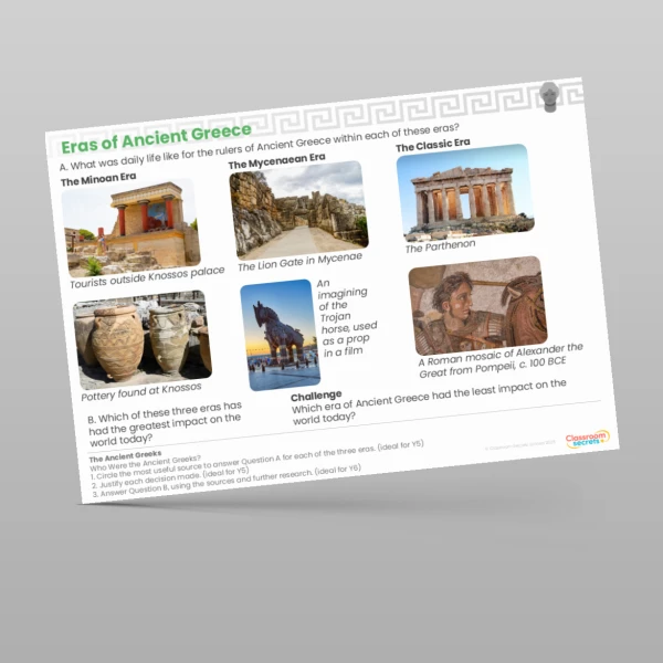 An image of the Lesson 1: Who Were the Ancient Greeks? Worksheet Resource