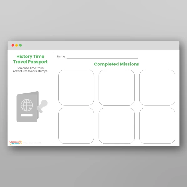 An image of the Time Travel Adventure Passport Resource