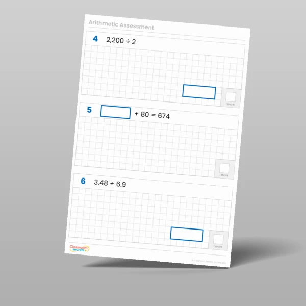 An image of the Arithmetic Assessment 2022 Pack 1 Resource