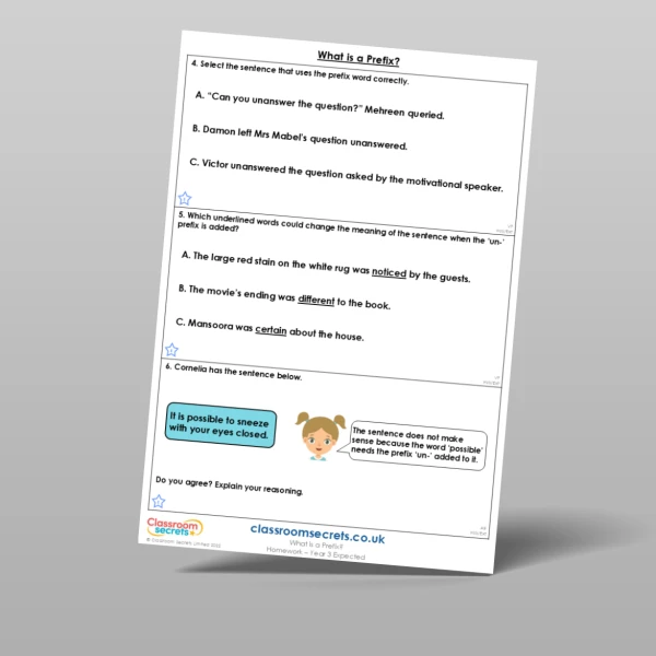 An image of the What is a Prefix? Homework Resource