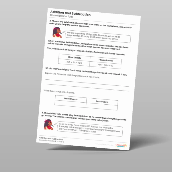 An image of the Addition and Subtraction Consolidation Task Resource