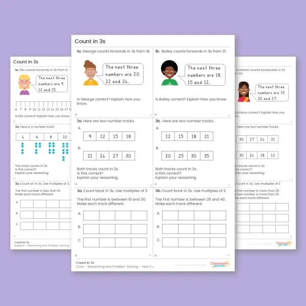 An image of the Count in 3s Reasoning and Problem Solving Resource