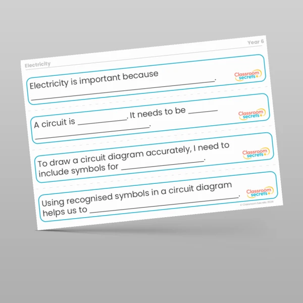 An image of the Electricity Stem Sentences Resource