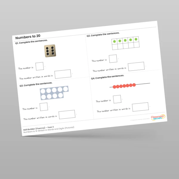 An image of the Numbers to 10 Written in Words and Digits (Pictorial) Skill Builder Resource