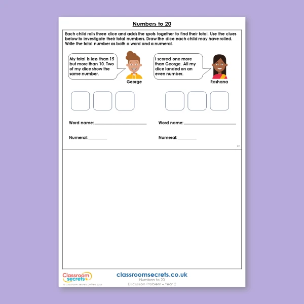 Year 2 Numbers to 20 Place Value Deeper Reasoning Discussion Problem