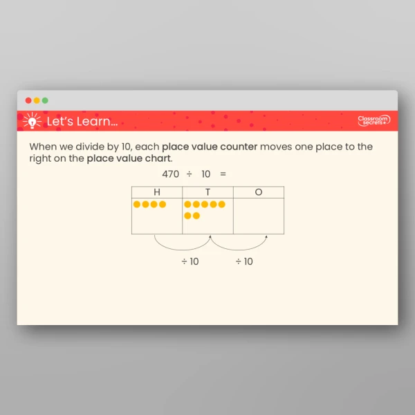 An image of the Divide by 10 Teaching PPT Resource
