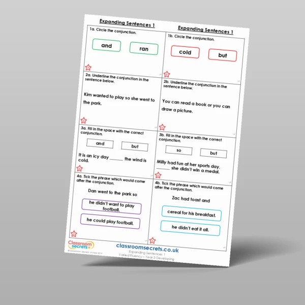 An image of the Expanding Sentences 1 Varied Fluency Resource