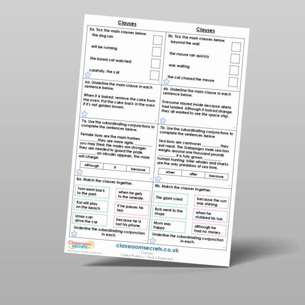 An image of the Clauses Varied Fluency Resource