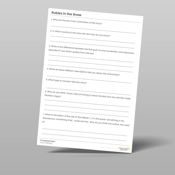 An image of the Rubies in the Snow Black Guided Reading Pack Resource
