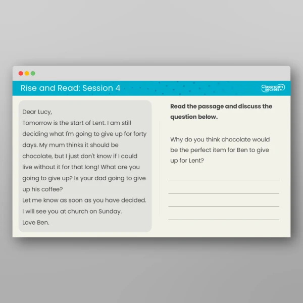 An image of the Rise and Read Lent Resource