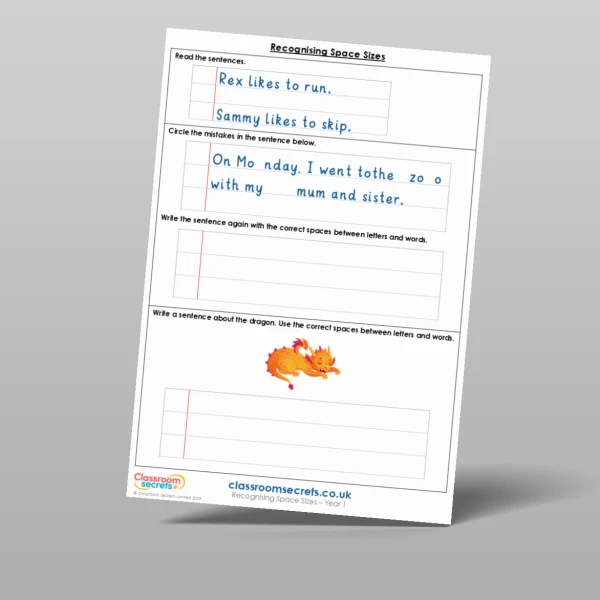 An image of the Recognising Space Sizes Mixed Activity Resource