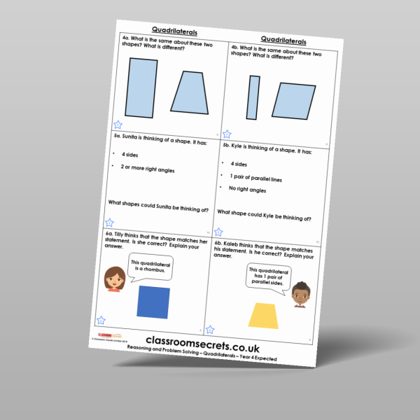Year 4 Quadrilaterals Reasoning And Problem Solving Resource ...