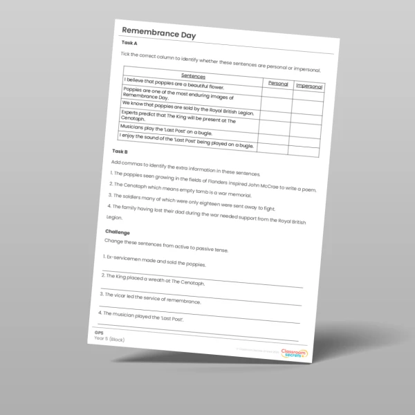 An image of the Remembrance Day Black Guided Reading Pack Resource