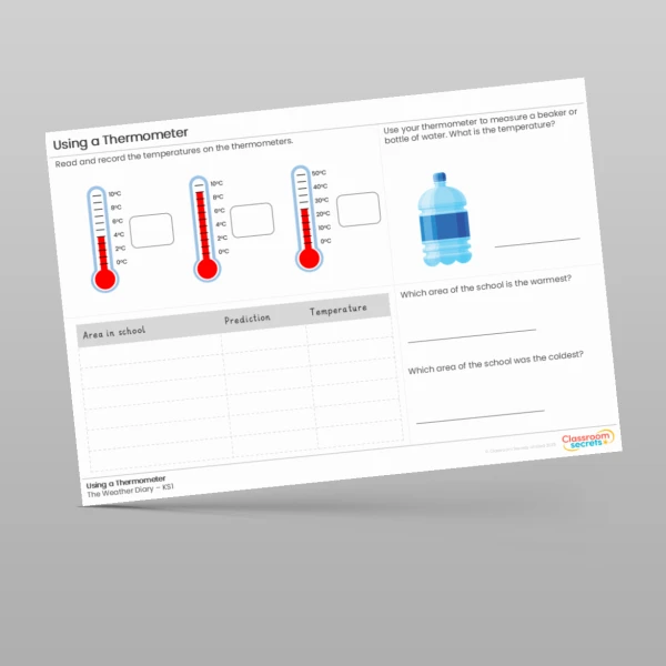 An image of the Using a Thermometer Geography Fieldwork Worksheet Resource