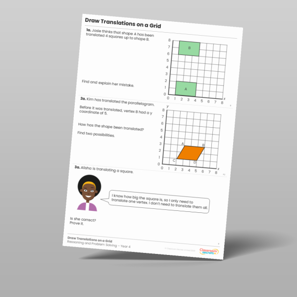 Year 4 Draw Translations On A Grid Reasoning And Problem Solving ...