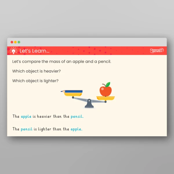 An image of the Compare Mass Teaching PPT Resource