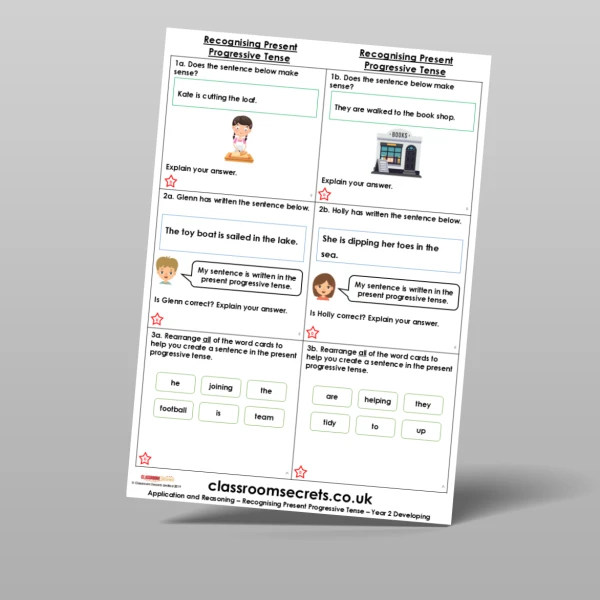 An image of the Recognising Present Progressive Tense Application and Reasoning Resource