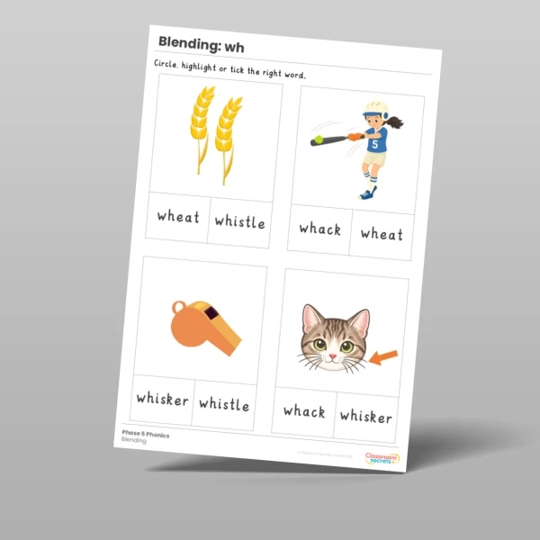 An image of the Phonics Blending Activities: wh Resource
