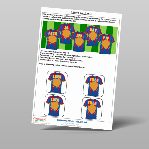 Year 1 1 More And 1 Less Discussion Problem Resource | Classroom Secrets