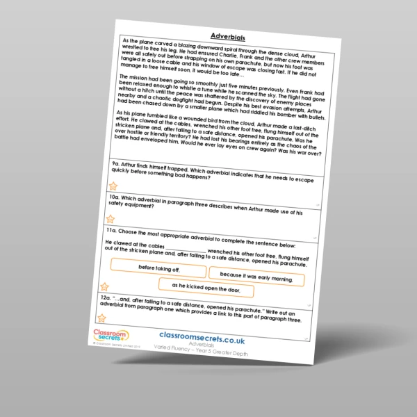 An image of the Adverbials Varied Fluency Resource