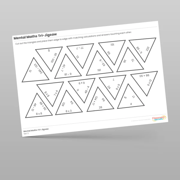 An image of the Mental Maths Tri-Jigsaw Resource