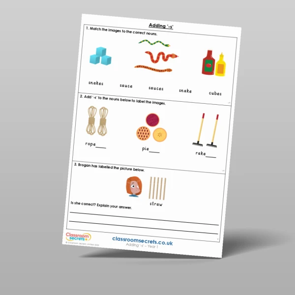 An image of the Adding '-s' Mixed Activity Resource