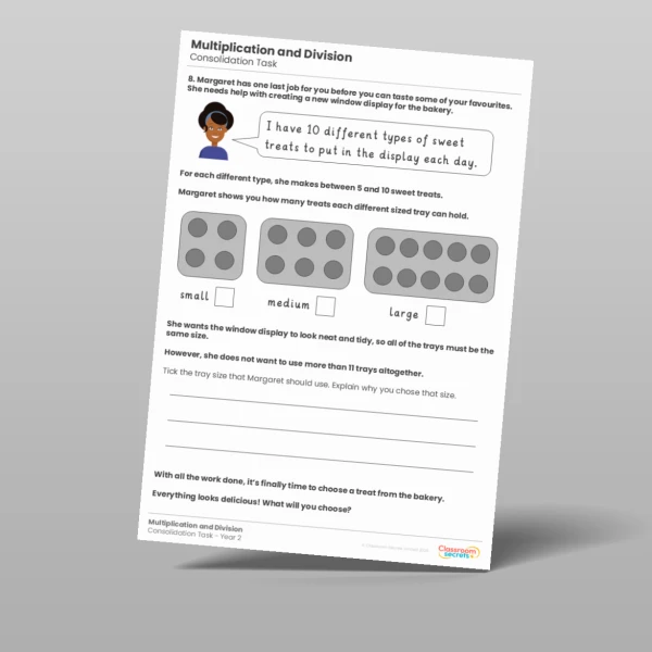 An image of the Multiplication and Division Consolidation Task Resource