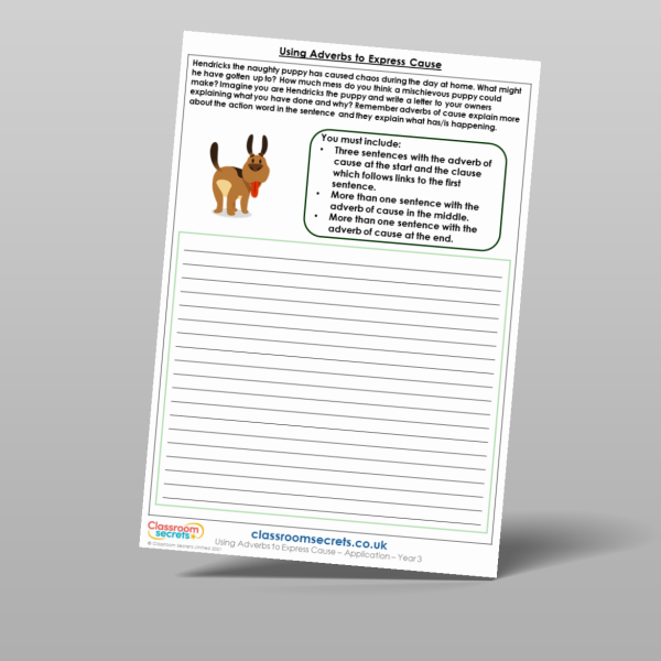 Year 3 Using Adverbs To Express Cause Application Resource | Classroom ...