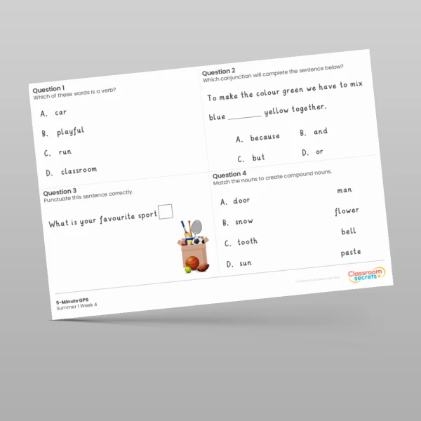 An image of the 5-Minute GPS Summer 1 Week 4 Resource