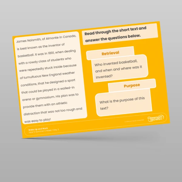 An image of the Summer 2 Week 1 Wake Up and Work Resource