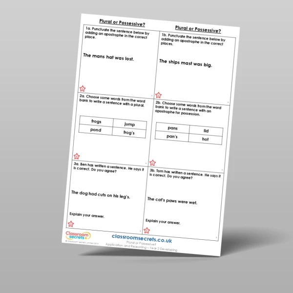 An image of the Plural or Possessive? Application and Reasoning Resource