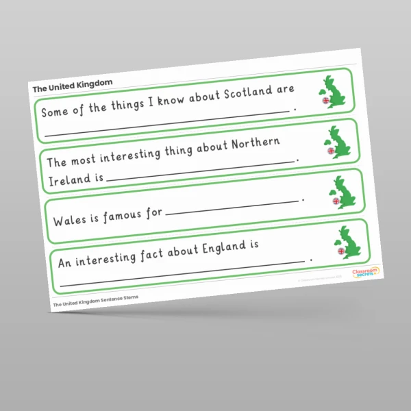 An image of the The UK Geography Stem Sentences Resource